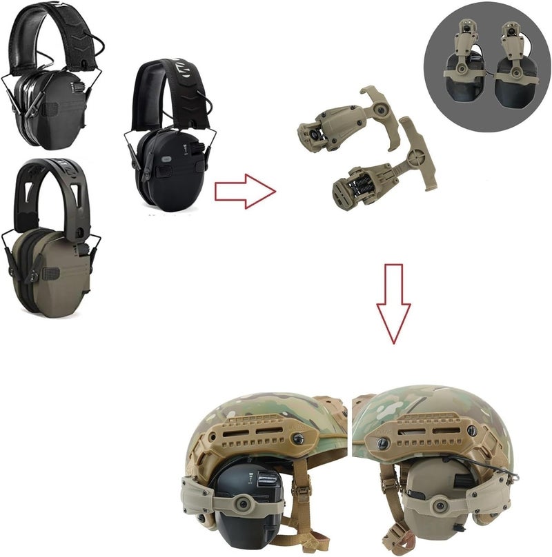 HEARFALCOM for MTEK Flux MLOK Rail Helmet Adapter Compatible With Walker's Razor Earmuffs (Digital) - Image 4